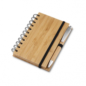 Bloco de Anotações com Caneta em Bambu Personalizado