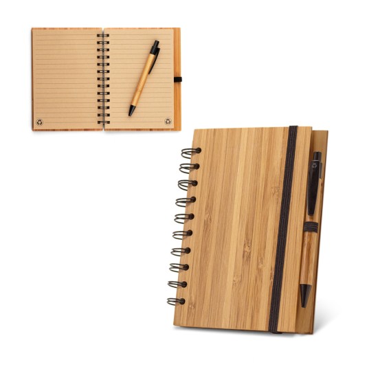 Bloco de Anotações em Bambu com Caneta Personalizado