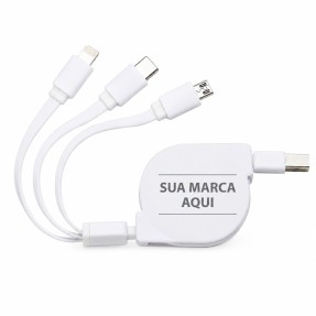 Cabo de Dados Retrátil 3 em 1 Personalizado para Brindes