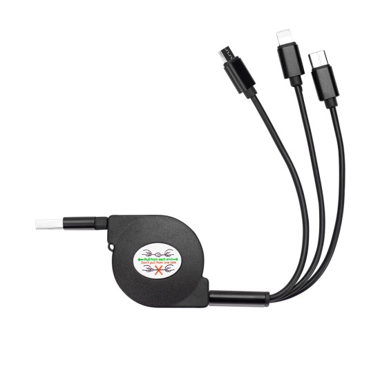 Cabo USB Retrátil 3 em 1 Personalizado