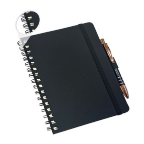 Caderneta Tipo Moleskine 14x21 com Suporte de Caneta Com Pauta Personalizado