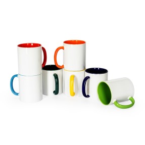 Caneca de Cerâmica com Alça Colorida Personalizada