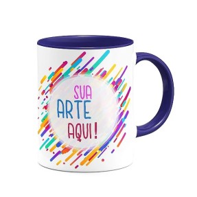 Caneca de Cerâmica com Alça Colorida Personalizada
