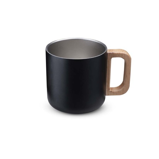 Caneca Térmica 400ml com Alça em Madeira Personalizada