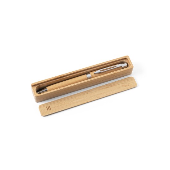 Caneta com Estojo em Bambu Personalizada
