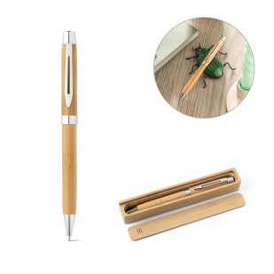 Caneta com Estojo em Bambu Personalizada