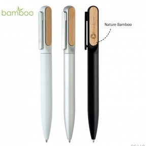 Caneta de Metal com Detalhe em Bambu Personalizada