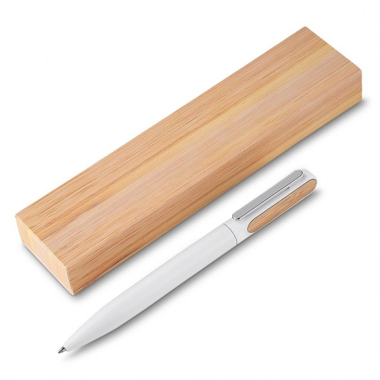 Caneta de Metal com Detalhe em Bambu Personalizada