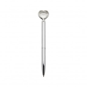 Caneta Metal Coração Cristal de Vidro Personalizada