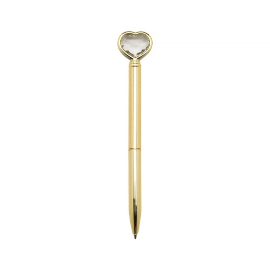 Caneta Metal Coração Cristal de Vidro Personalizada