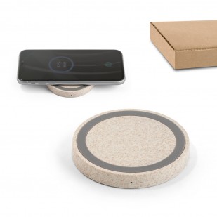 Carregador Wireless em ABS e Fibra de Palha de Trigo Personalizado
