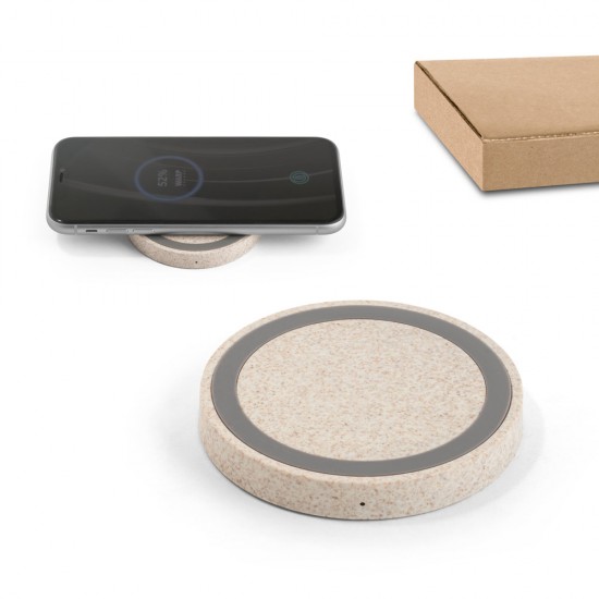 Carregador Wireless em ABS e Fibra de Palha de Trigo Personalizado