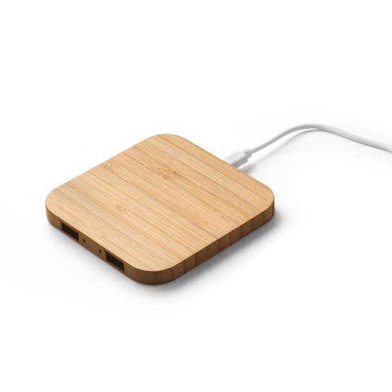 Carregador wireless super-rápido em bambu 15W Personalizado