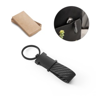 Chaveiro Couro Sintético e Fibra de Carbono Personalizado