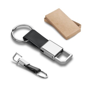 Chaveiro de Metal com Alça em Couro Sintético