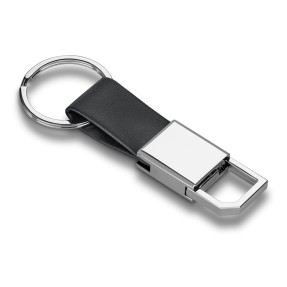 Chaveiro de Metal com Alça em Couro Sintético