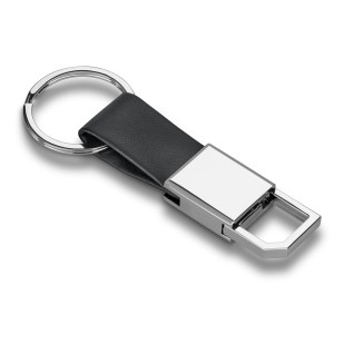 Chaveiro de Metal com Alça em Couro Sintético