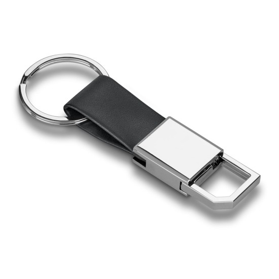 Chaveiro de Metal com Alça em Couro Sintético