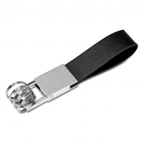 Chaveiro de Metal Personalizado com Alça em Couro Sintético