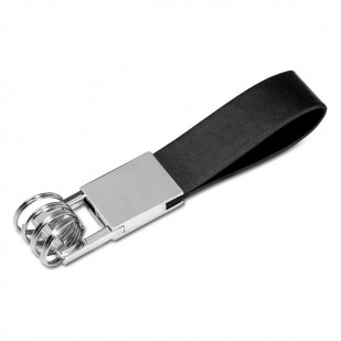 Chaveiro de Metal Personalizado com Alça em Couro Sintético