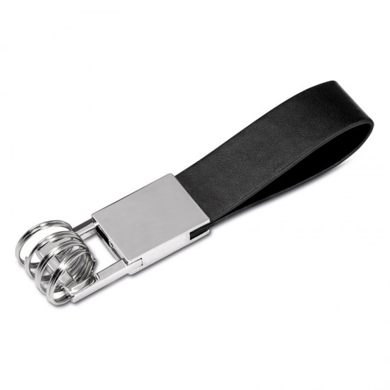 Chaveiro de Metal Personalizado com Alça em Couro Sintético