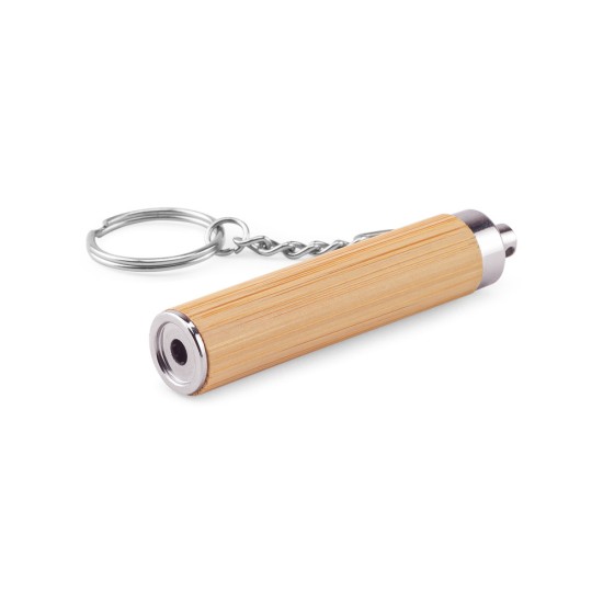 Chaveiro em bambu e ABS com lanterna LED Personalizado