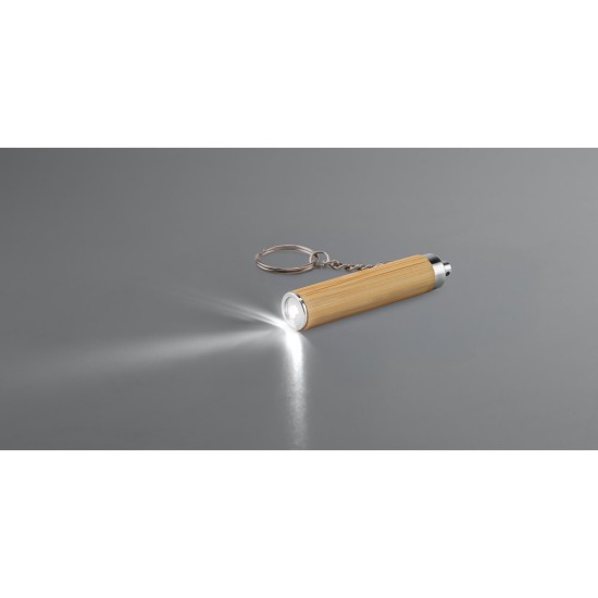 Chaveiro em bambu e ABS com lanterna LED Personalizado