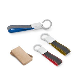 Chaveiro em Couro Sintético e Metal Detalhe Colorido Personalizado