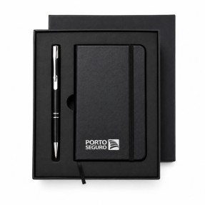 Conjunto Caneta e Caderneta Tipo Moleskine Personalizada