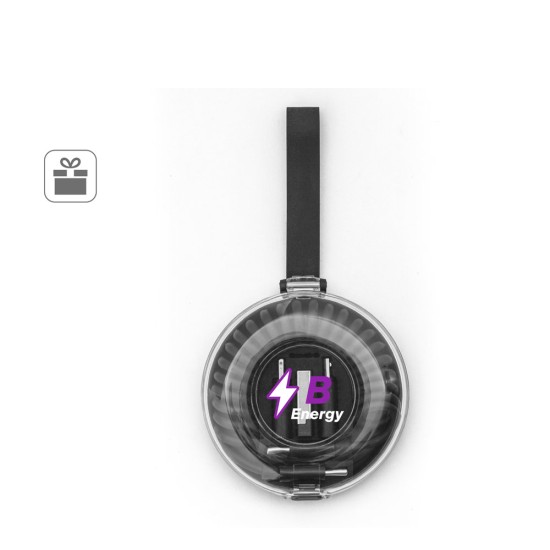 Conjunto composto por cabo espiral com carregamento super-rápido e adaptadores Personalizado