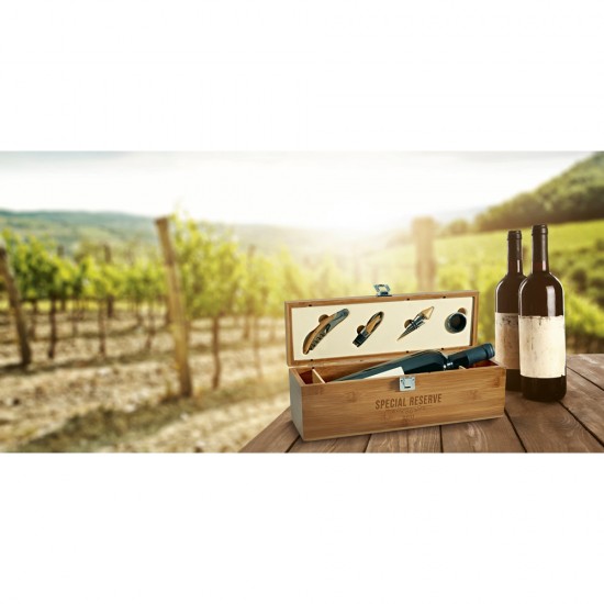 Conjunto para Vinho em bambu Personalizado