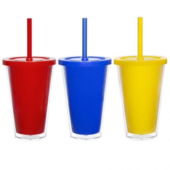 Copo Duplo 500ml com Tampa e Canudo Personalizado