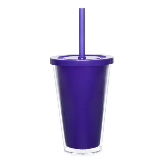 Copo Duplo 500ml com Tampa e Canudo Personalizado