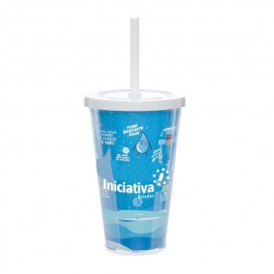 Copo Duplo 500ml com Tampa e Canudo Personalizado