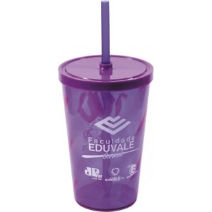 Copo Plástico Com Canudo 550ml Personalizado