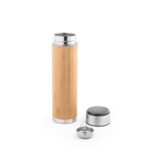 Garrafa Térmica Bambu com Termómetro Digital 430ml Personalizada