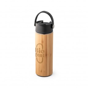 Garrafa Térmica Revestida em Bambu 440ml Personalizada