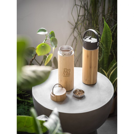 Garrafa Térmica Revestida em Bambu 440ml Personalizada