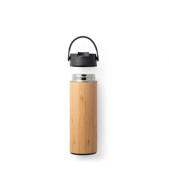 Garrafa Térmica Revestida em Bambu 440ml Personalizada