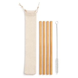 Kit Canudos de Bambu com Escova de Limpeza Personalizado