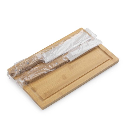 Kit churrasco com Garfo, Faca e Tábua de Bambu Personalizado