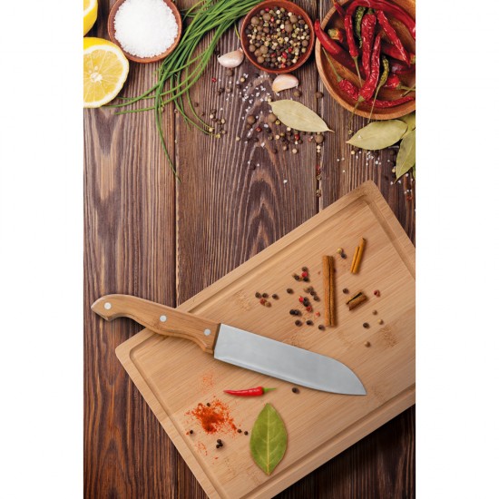 Kit Churrasco em Aço Inox e Tábua em Bambu Personalizado