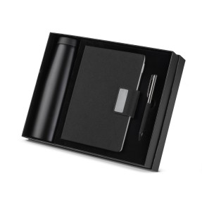 Kit escritório Caderno, Garrafa e Caneta Metalica Personalizado