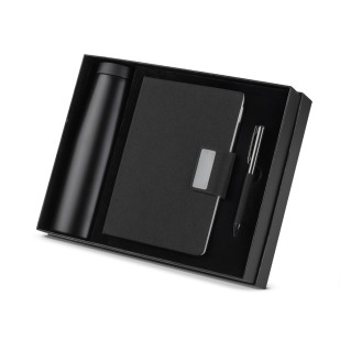 Kit escritório Caderno, Garrafa e Caneta Metalica Personalizado