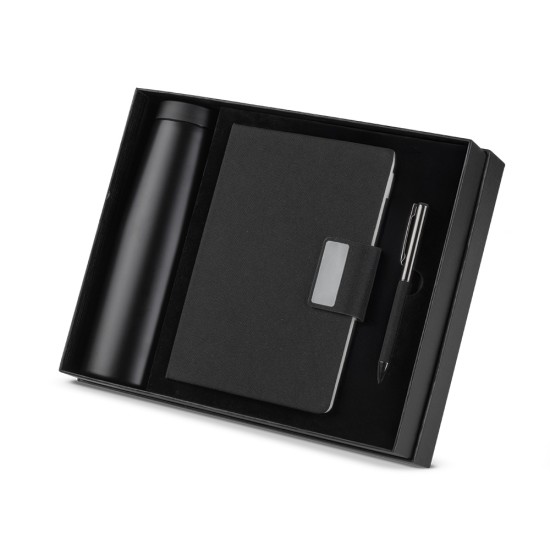 Kit escritório Caderno, Garrafa e Caneta Metalica Personalizado