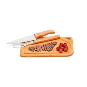 Kit para Churrasco em Bambu, inox e Madeira Personalizado