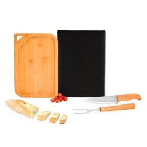 Kit para Churrasco em Bambu, inox e Madeira Personalizado