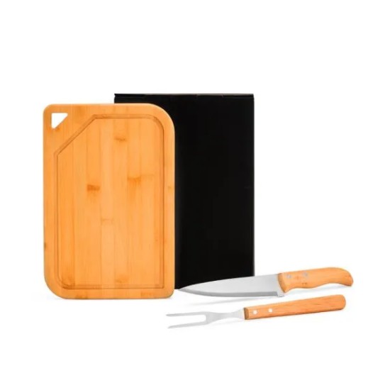 Kit para Churrasco em Bambu, inox e Madeira Personalizado