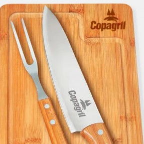 Kit para Churrasco Faca 8" em Bambu Personalizado