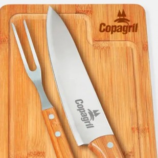 Kit para Churrasco Faca 8" em Bambu Personalizado